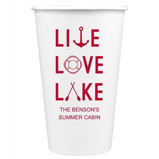 Live, Love, Lake Paper Coffee Cups